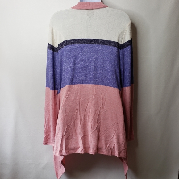 Bobeau Open Front Cardigan Sweater Hi Lo Pink Purple Women's Size Large NWT - Picture 2 of 13